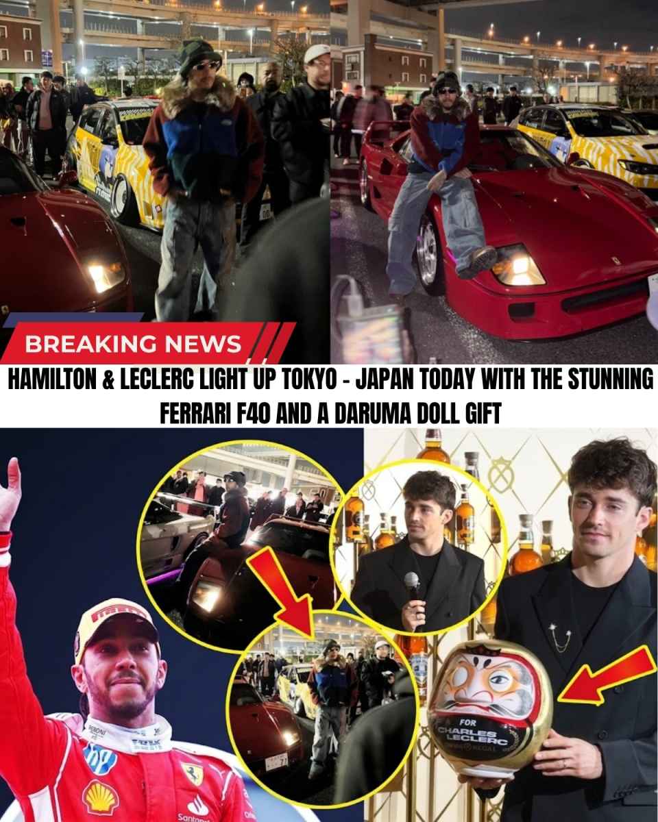 The F1 world is STUNNED! 😱 Teammates Charles and Lewis just shut down Tokyo in a legendary Ferrari F40! 🏎️💨 While smiling for the cameras with a "good luck" Daruma doll, insiders suspect a massive hidden motive behind this sudden pop-culture spectacle.