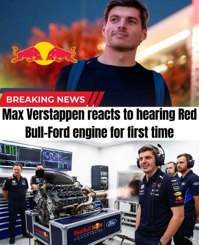 Max Verstappen reacts to hearing Red Bull-Ford engine for first time