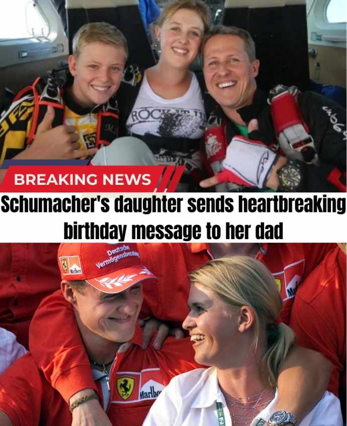 12 years of silence. 🌑 On his 57th birthday, Gina-Maria Schumacher breaks hearts with a rare glimpse into the past. 🏁 While the F1 legend remains hidden from the world, this emotional tribute proves he is "never far" from their thoughts. The unseen bond that brought fans to tears today.